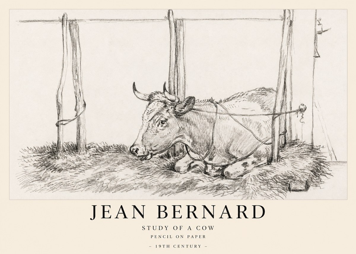 Jean Bernard A Resting Cow No2 - Plakát