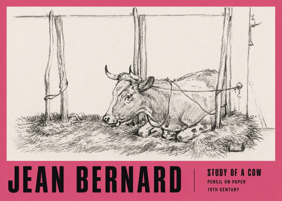 Jean Bernard A Resting Cow No3 - Plakát