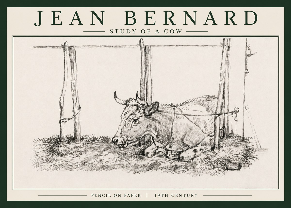 Jean Bernard A Resting Cow No4 - Plakát