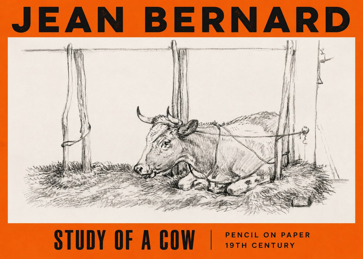 Jean Bernard A Resting Cow No5 - Plakát