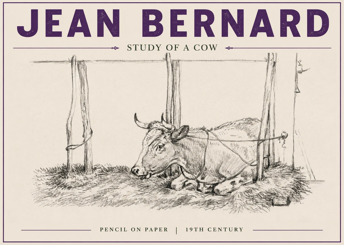 Jean Bernard A Resting Cow No6 - Plakát