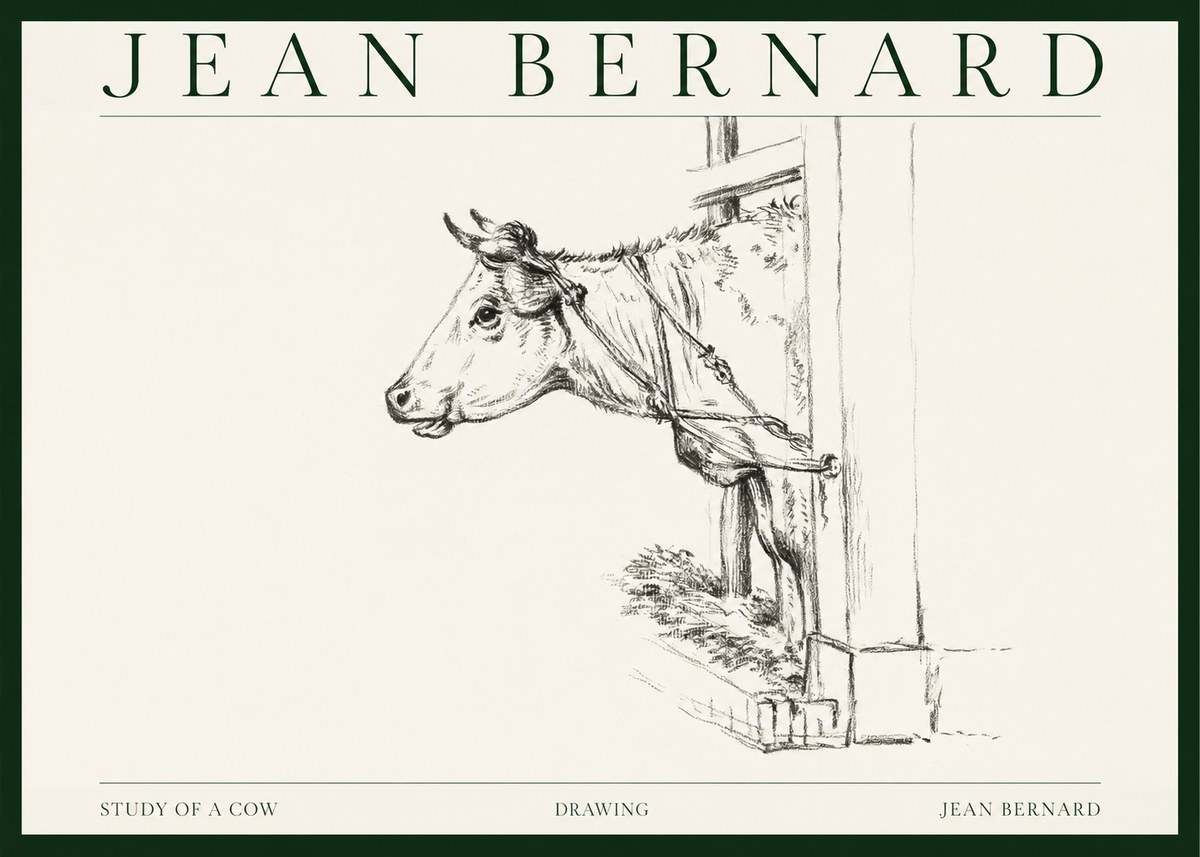 Jean Bernard Study of a Cow X No1 - Plakát