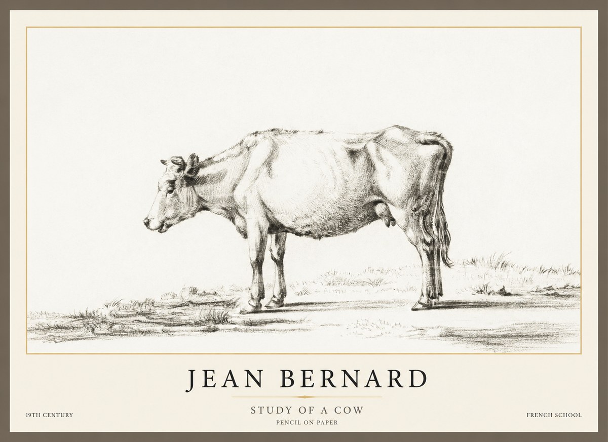 Jean Bernard Study of a Cow XI No1 - Plakát