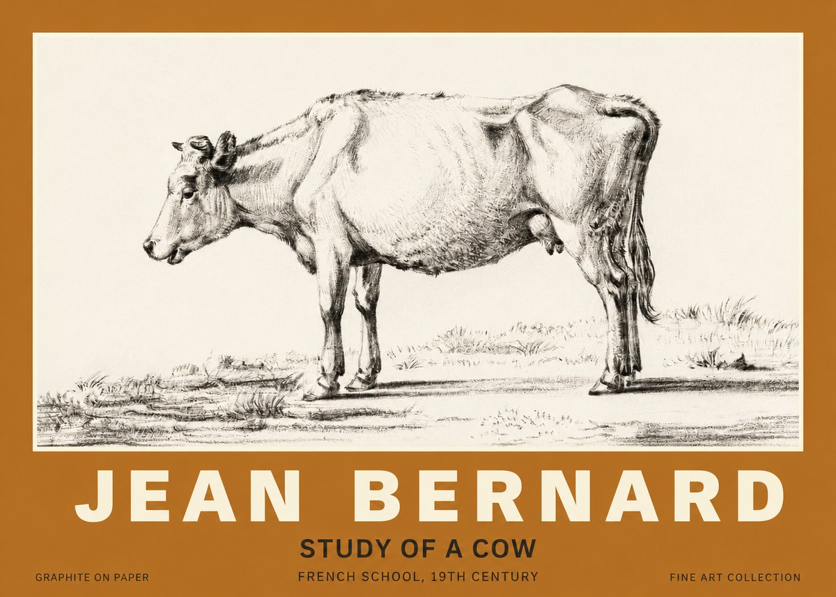 Jean Bernard Study of a Cow XI No3 - Plakát