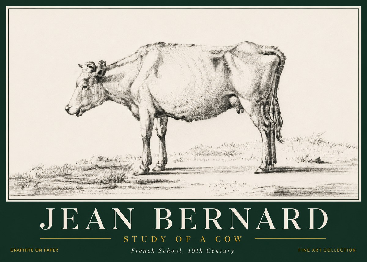 Jean Bernard Study of a Cow XI No6 - Plakát