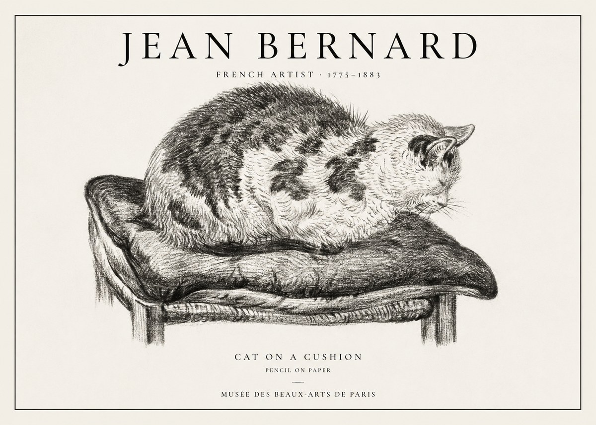 Jean Bernard Cat on a Cushion No1 - Plakát