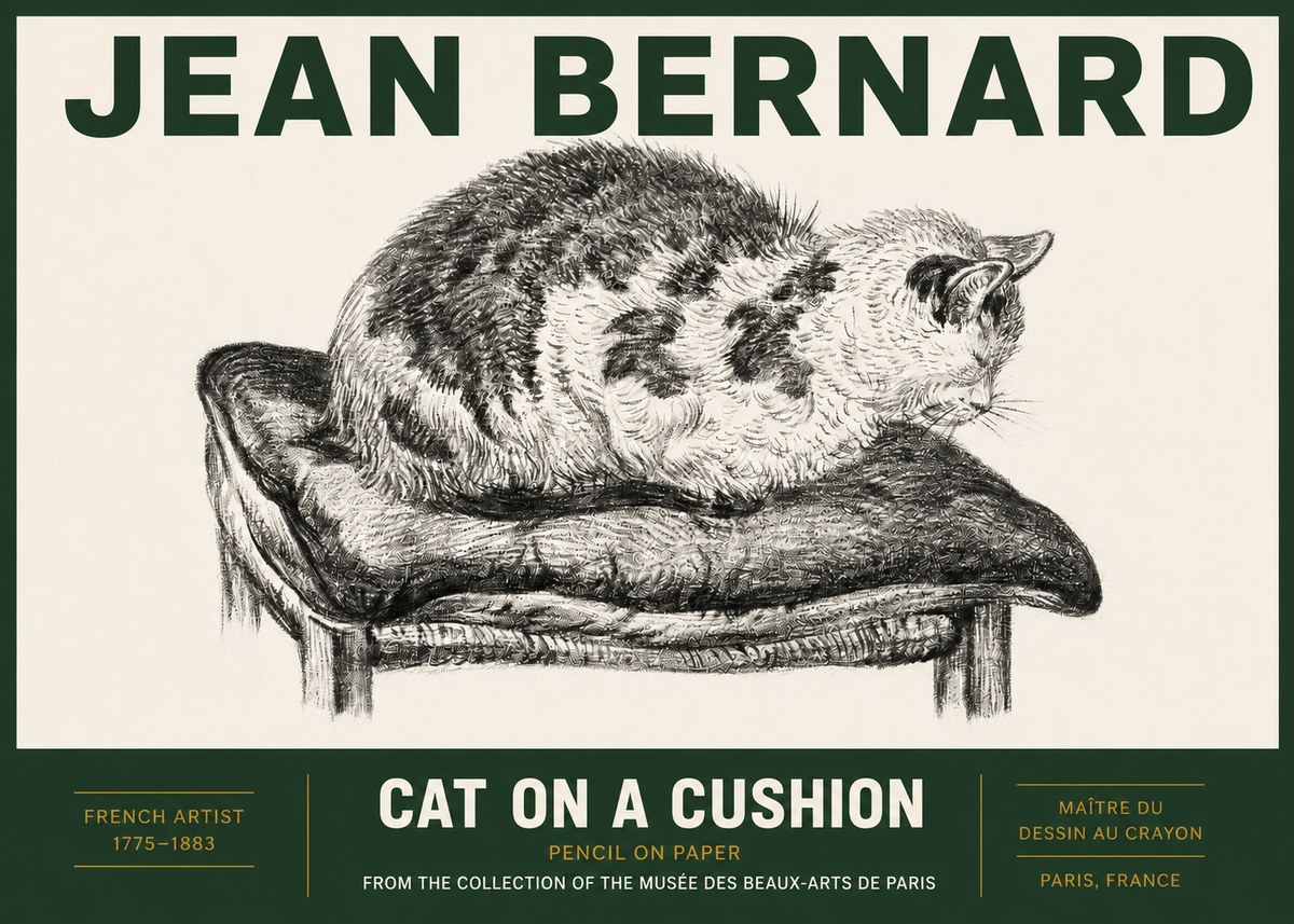 Jean Bernard Cat on a Cushion No3 - Plakát