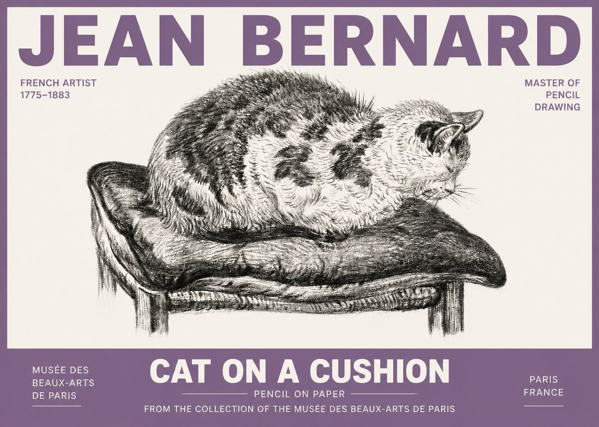 Jean Bernard Cat on a Cushion No4 - Plakát