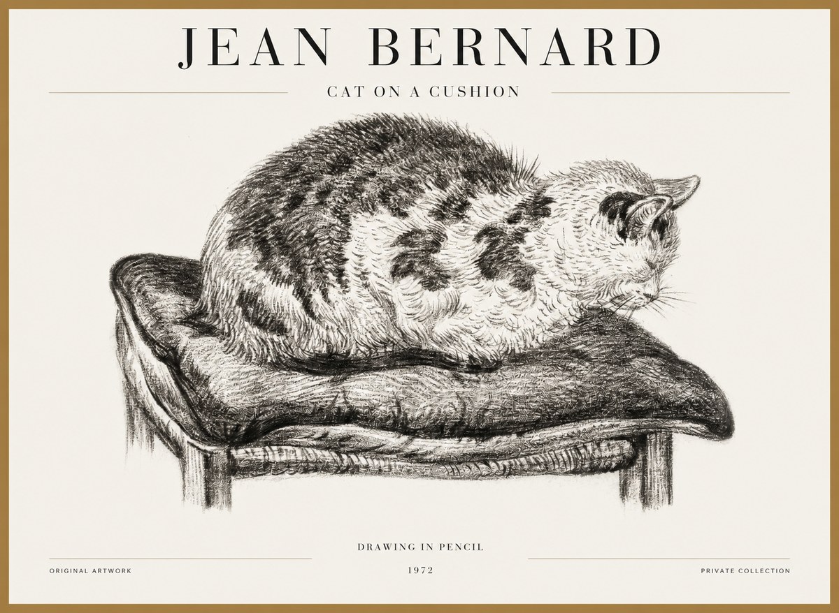 Jean Bernard Cat on a Cushion No5 - Plakát