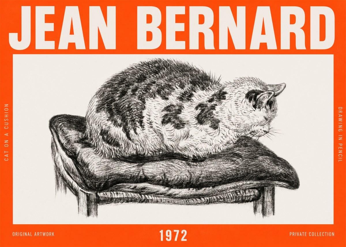 Jean Bernard Cat on a Cushion No6 - Plakát