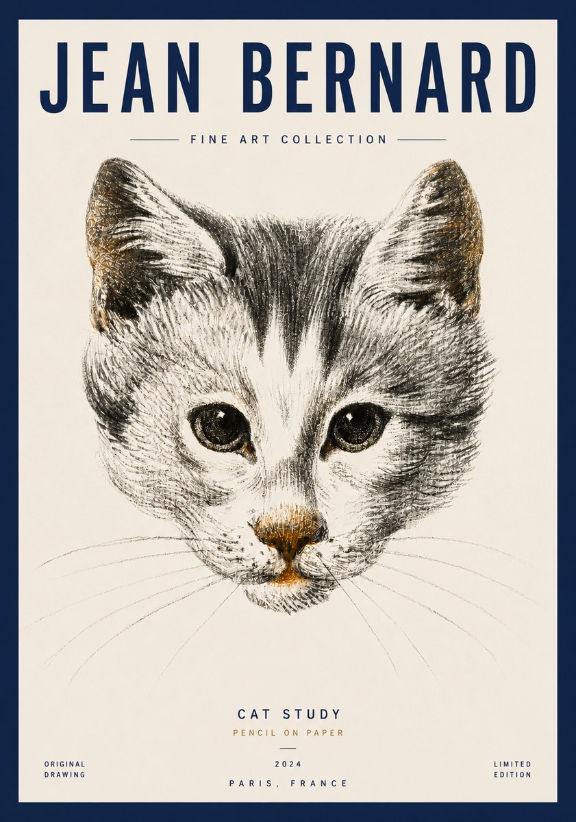 Jean Bernard Cat Study IX No3 - Plakát
