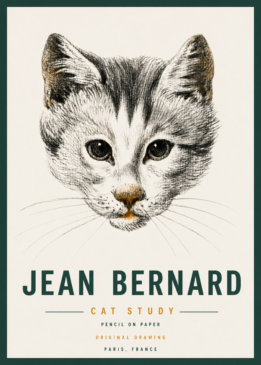 Jean Bernard Cat Study IX No4 - Plakát