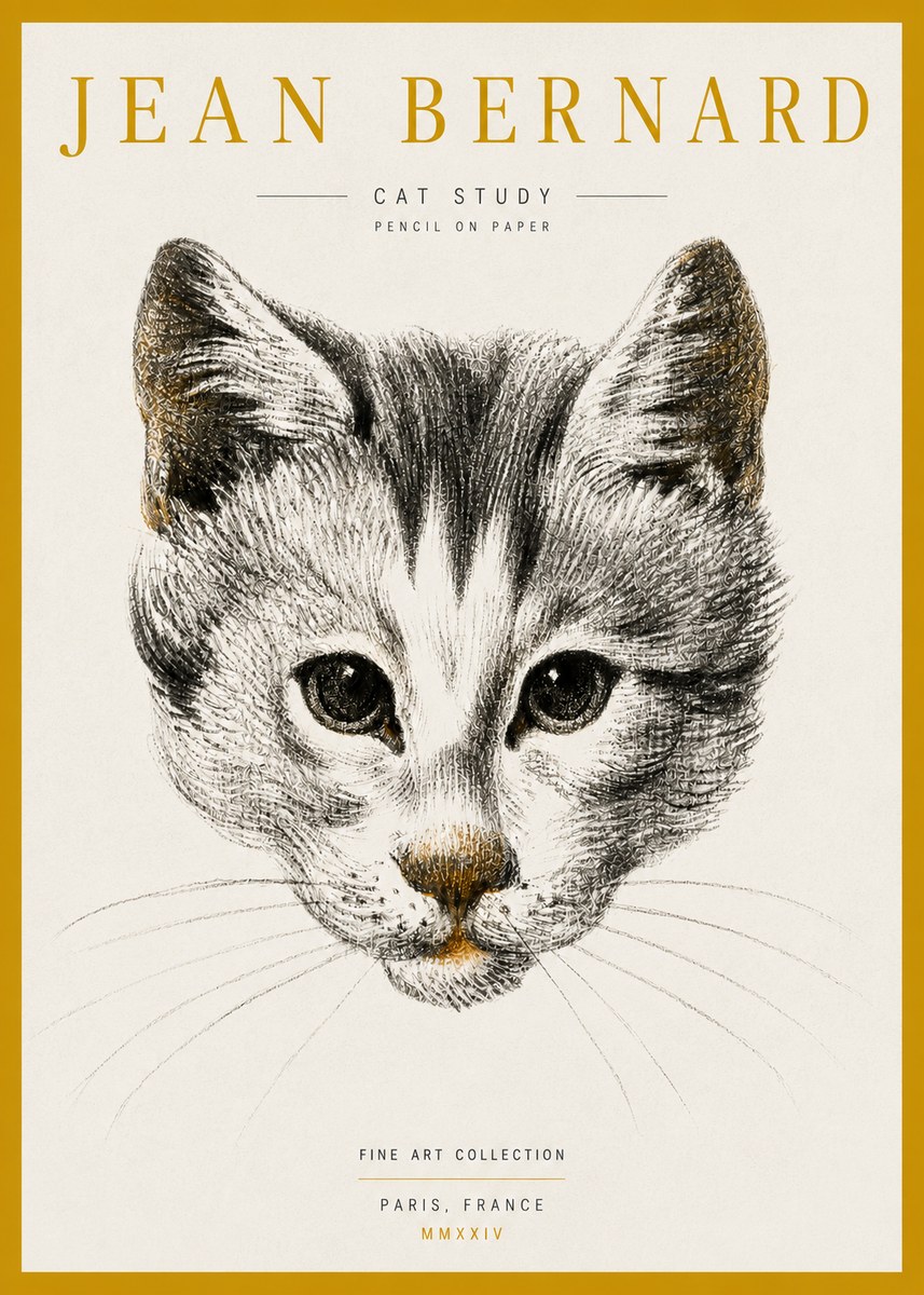 Jean Bernard Cat Study IX No5 - Plakát