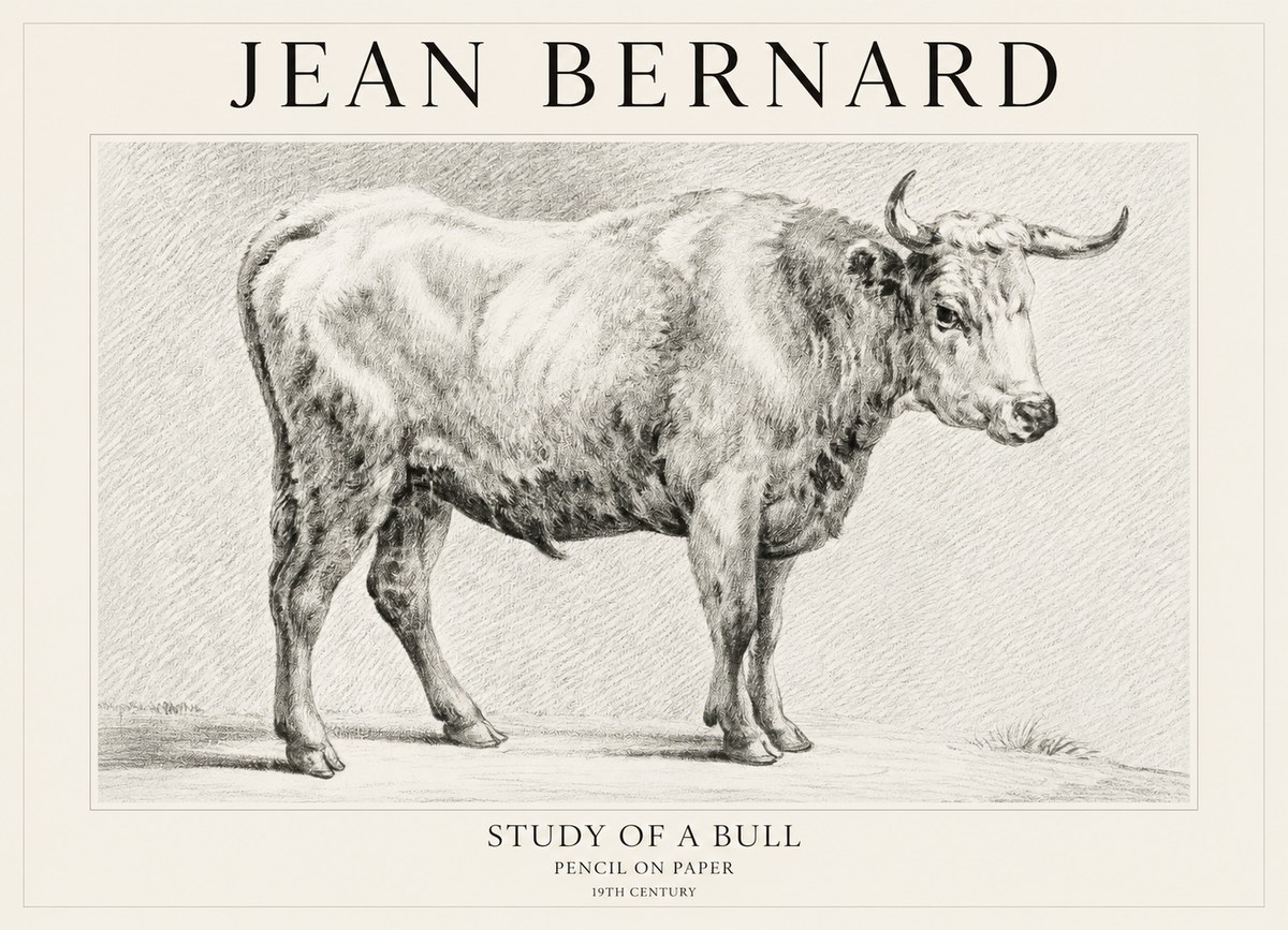 Jean Bernard Study of a Bull IV No1 - Plakát