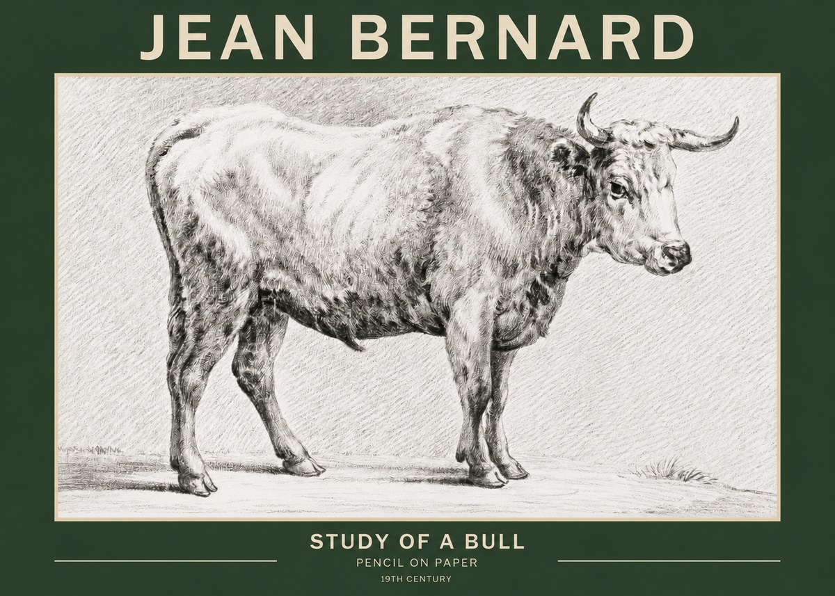 Jean Bernard Study of a Bull IV No2 - Plakát