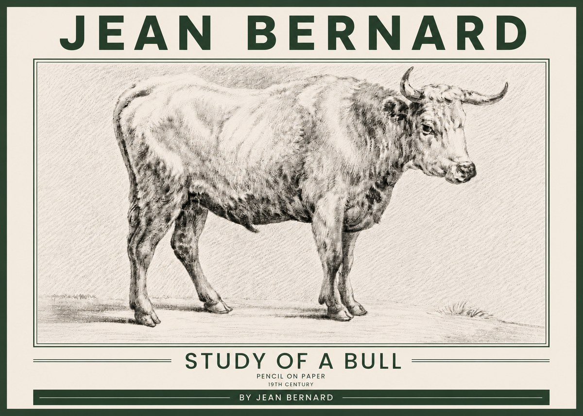 Jean Bernard Study of a Bull IV No5 - Plakát