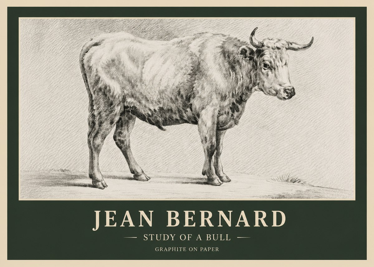 Jean Bernard Study of a Bull IV No6 - Plakát