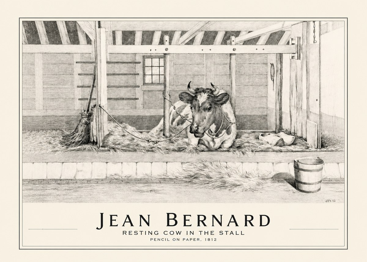 Jean Bernard Resting Cow in the Stall I No1 - Plakát
