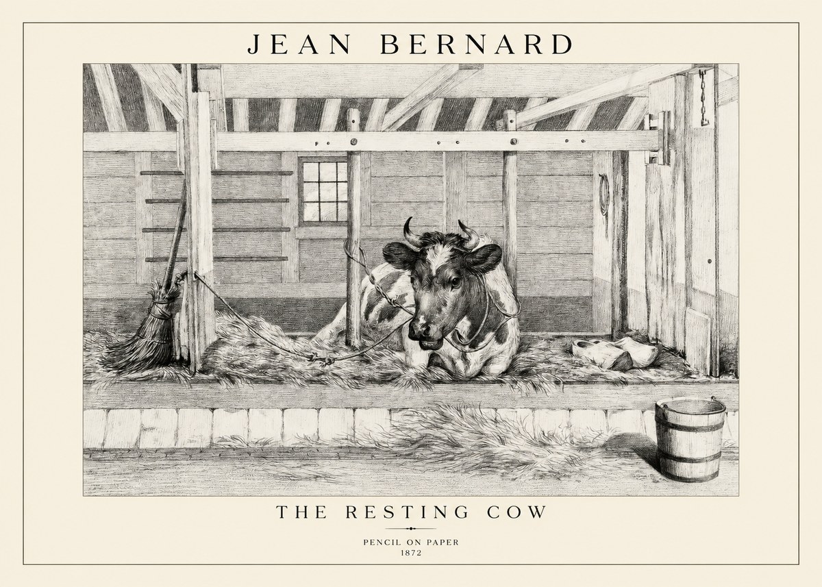 Jean Bernard Resting Cow in the Stall I No5 - Plakát
