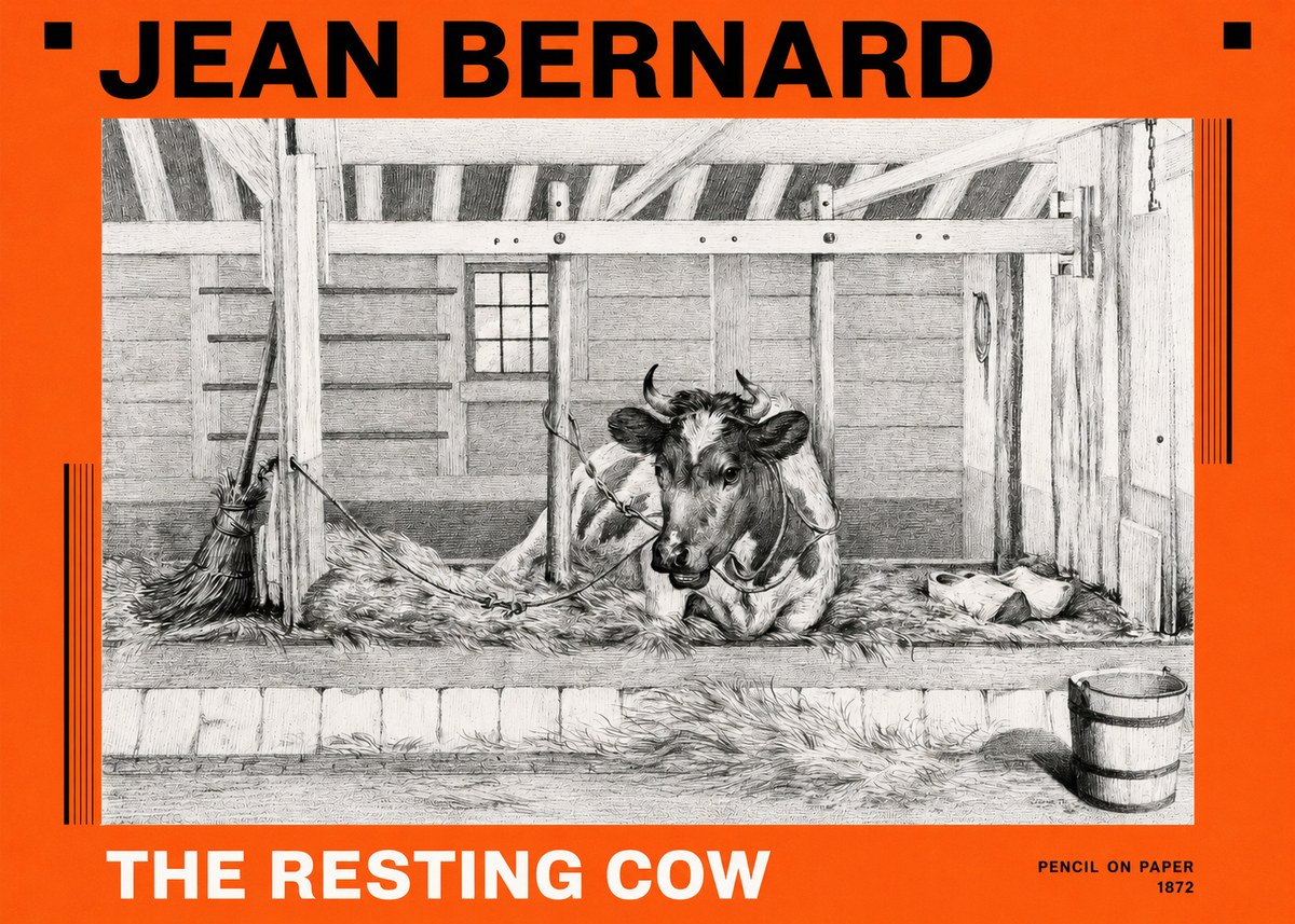 Jean Bernard Resting Cow in the Stall I No6 - Plakát