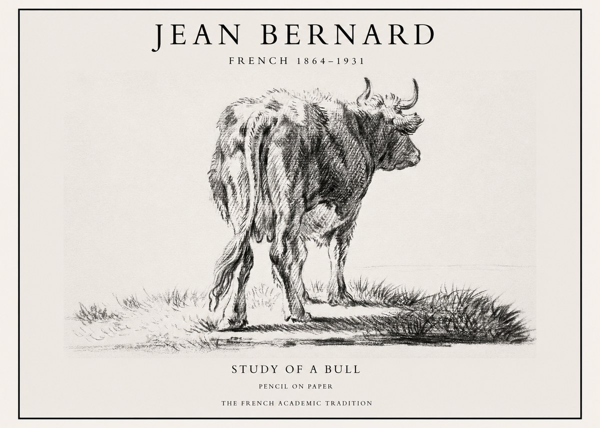 Jean Bernard Study of a Bull V No1 - Plakát