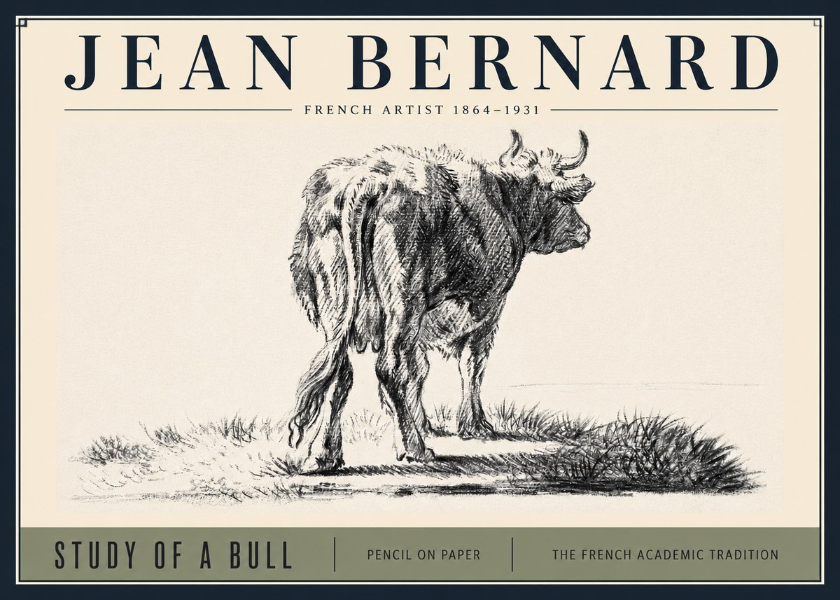 Jean Bernard Study of a Bull V No3 - Plakát