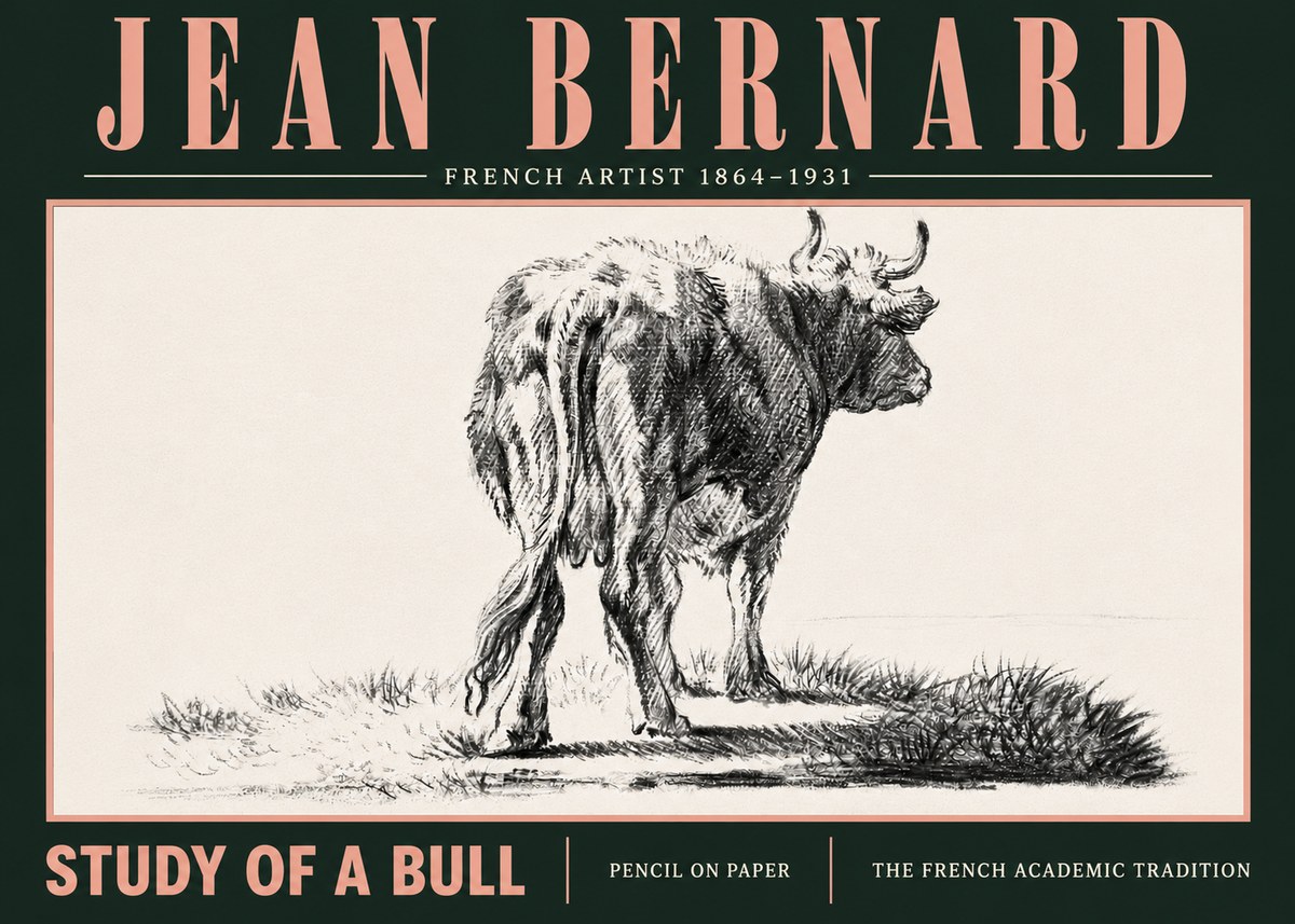 Jean Bernard Study of a Bull V No5 - Plakát