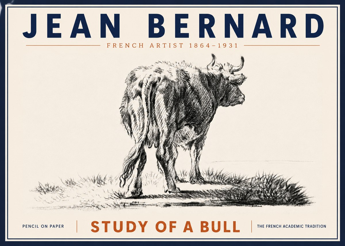 Jean Bernard Study of a Bull V No6 - Plakát