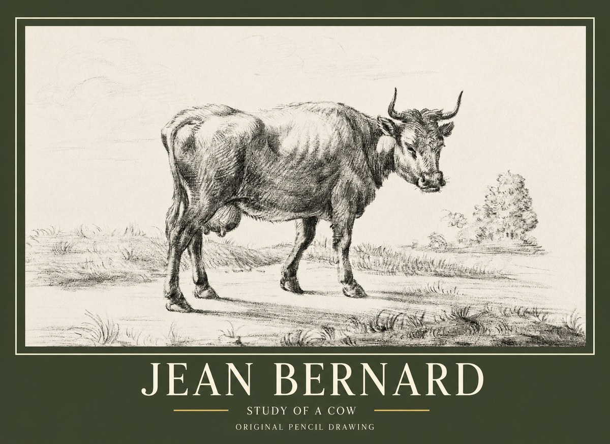 Jean Bernard Study of a Cow XII No1 - Plakát