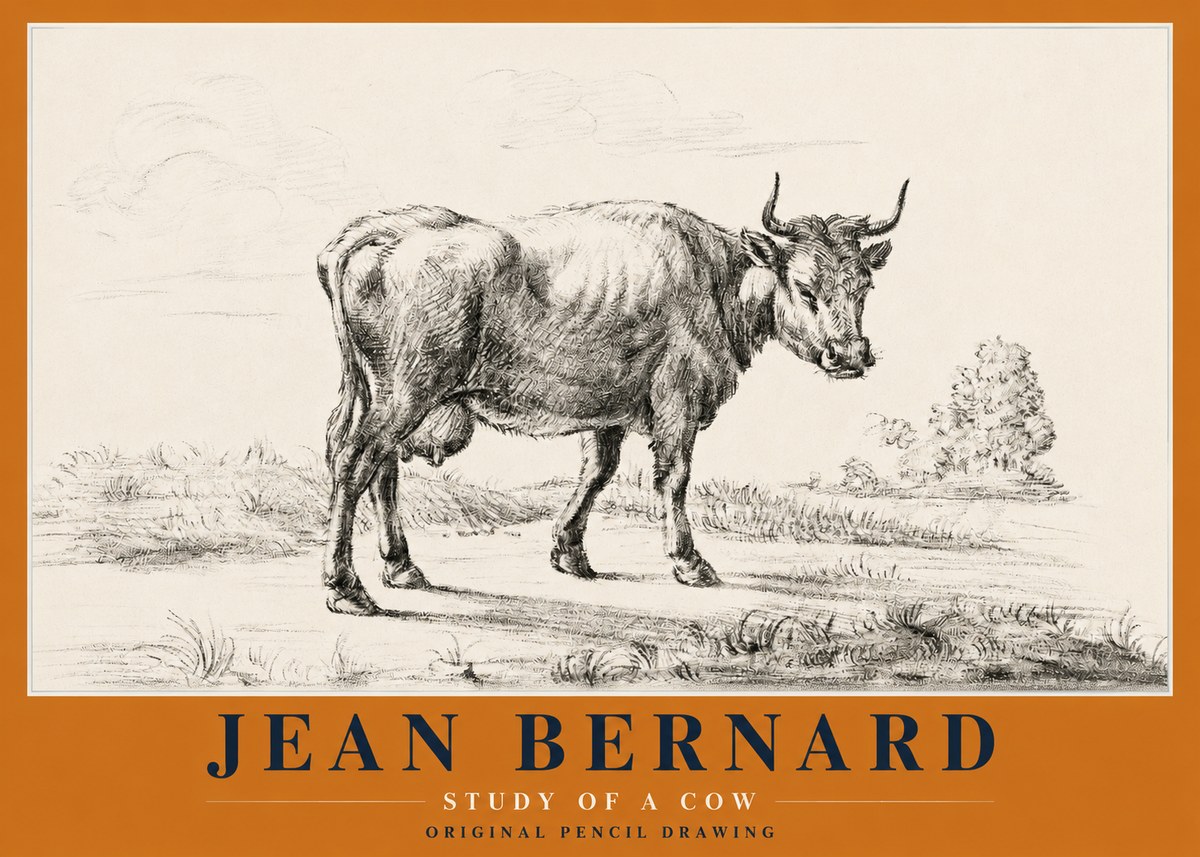 Jean Bernard Study of a Cow XII No2 - Plakát