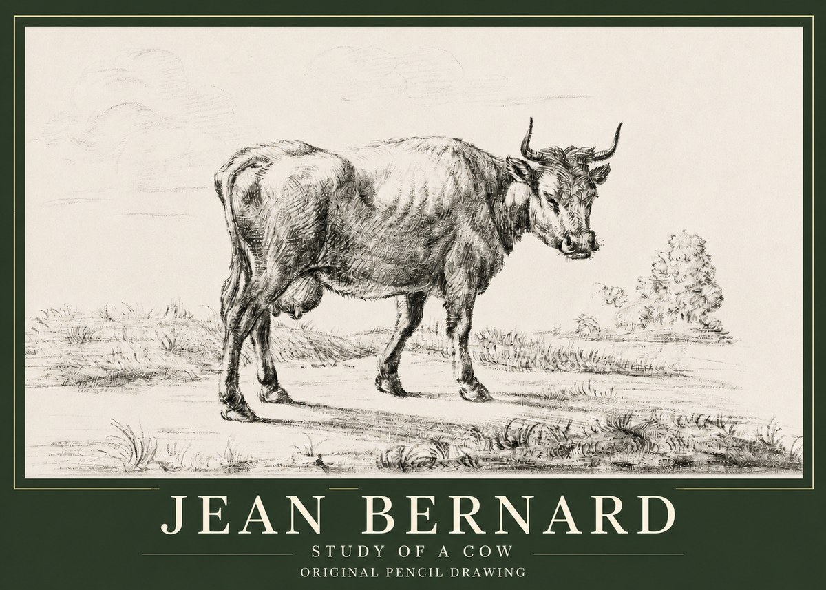 Jean Bernard Study of a Cow XII No3 - Plakát