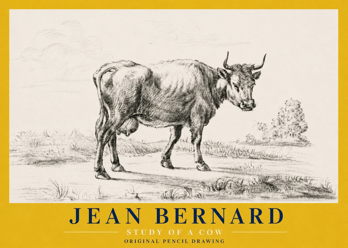 Jean Bernard Study of a Cow XII No4 - Plakát