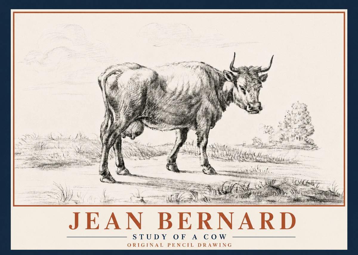 Jean Bernard Study of a Cow XII No5 - Plakát