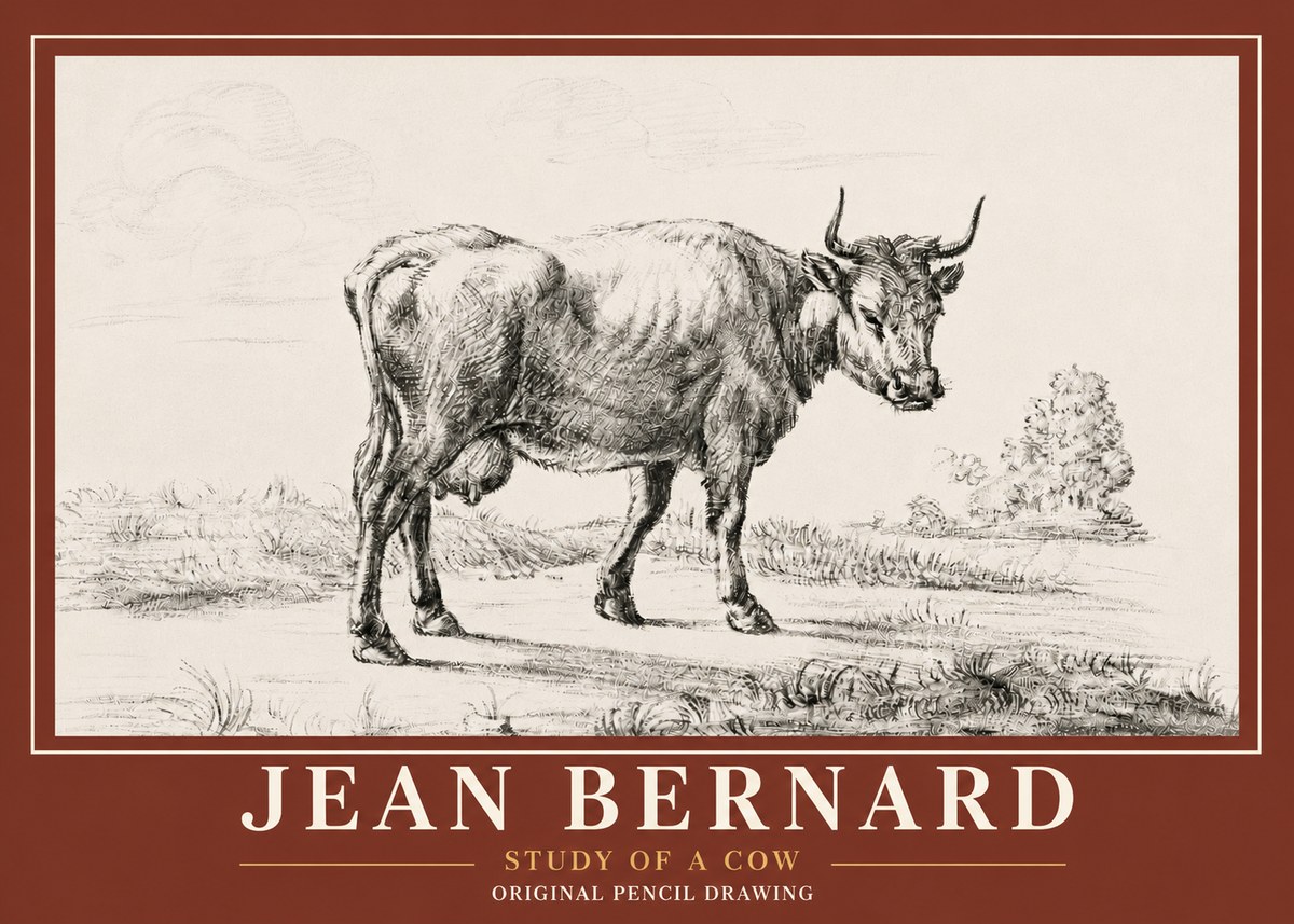 Jean Bernard Study of a Cow XII No6 - Plakát