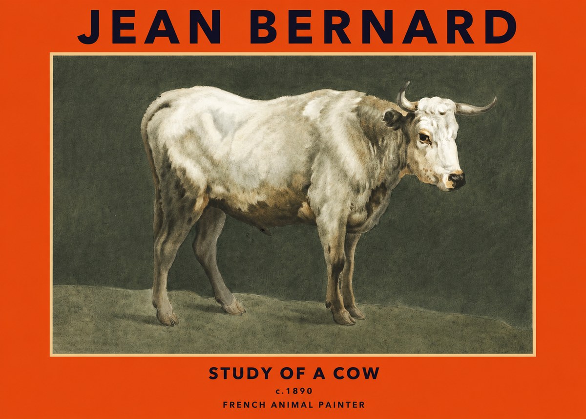Jean Bernard Study of a Cow C. 1890 No2 - Plakát