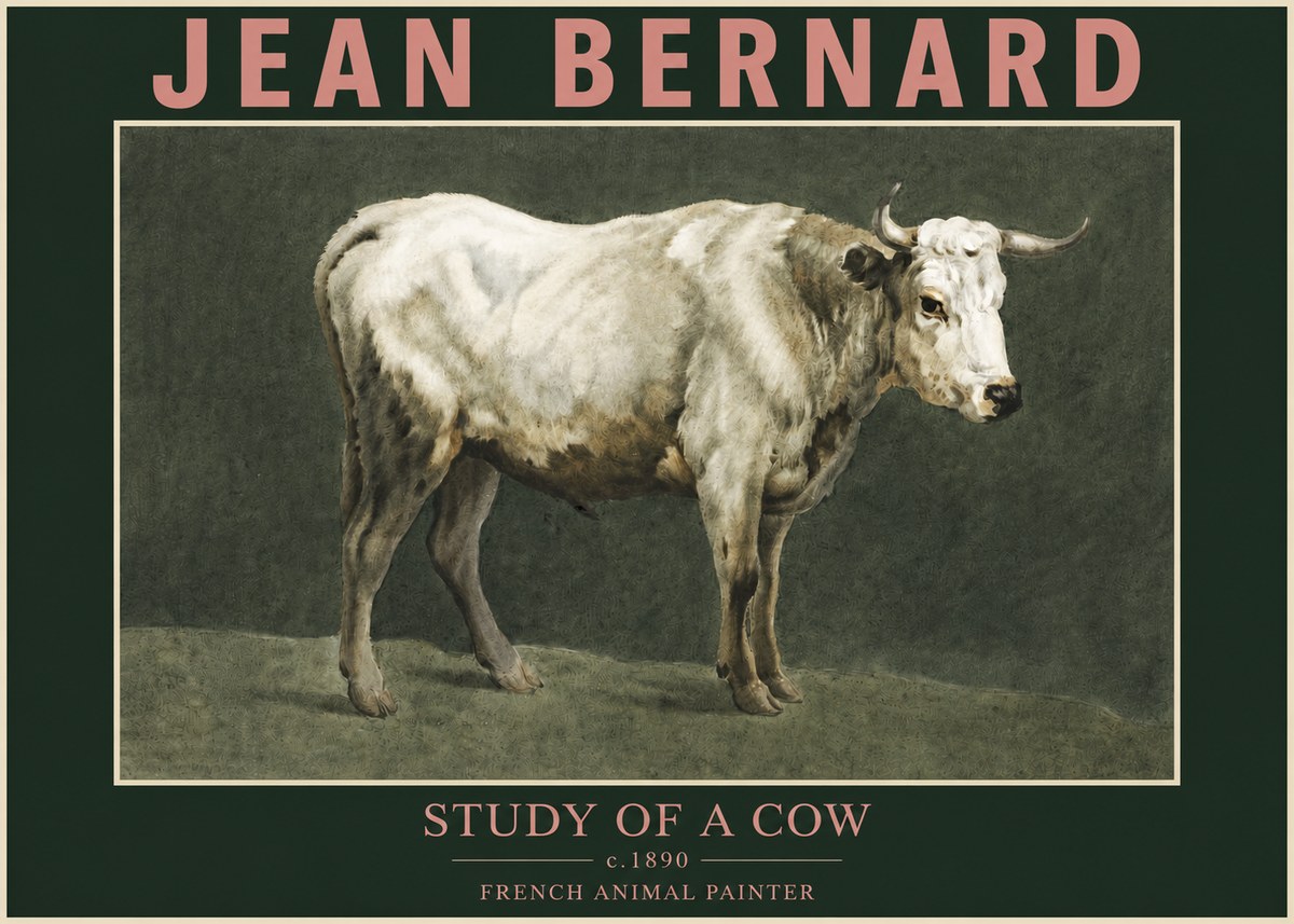 Jean Bernard Study of a Cow C. 1890 No3 - Plakát