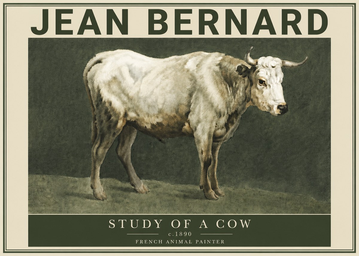 Jean Bernard Study of a Cow C. 1890 No4 - Plakát