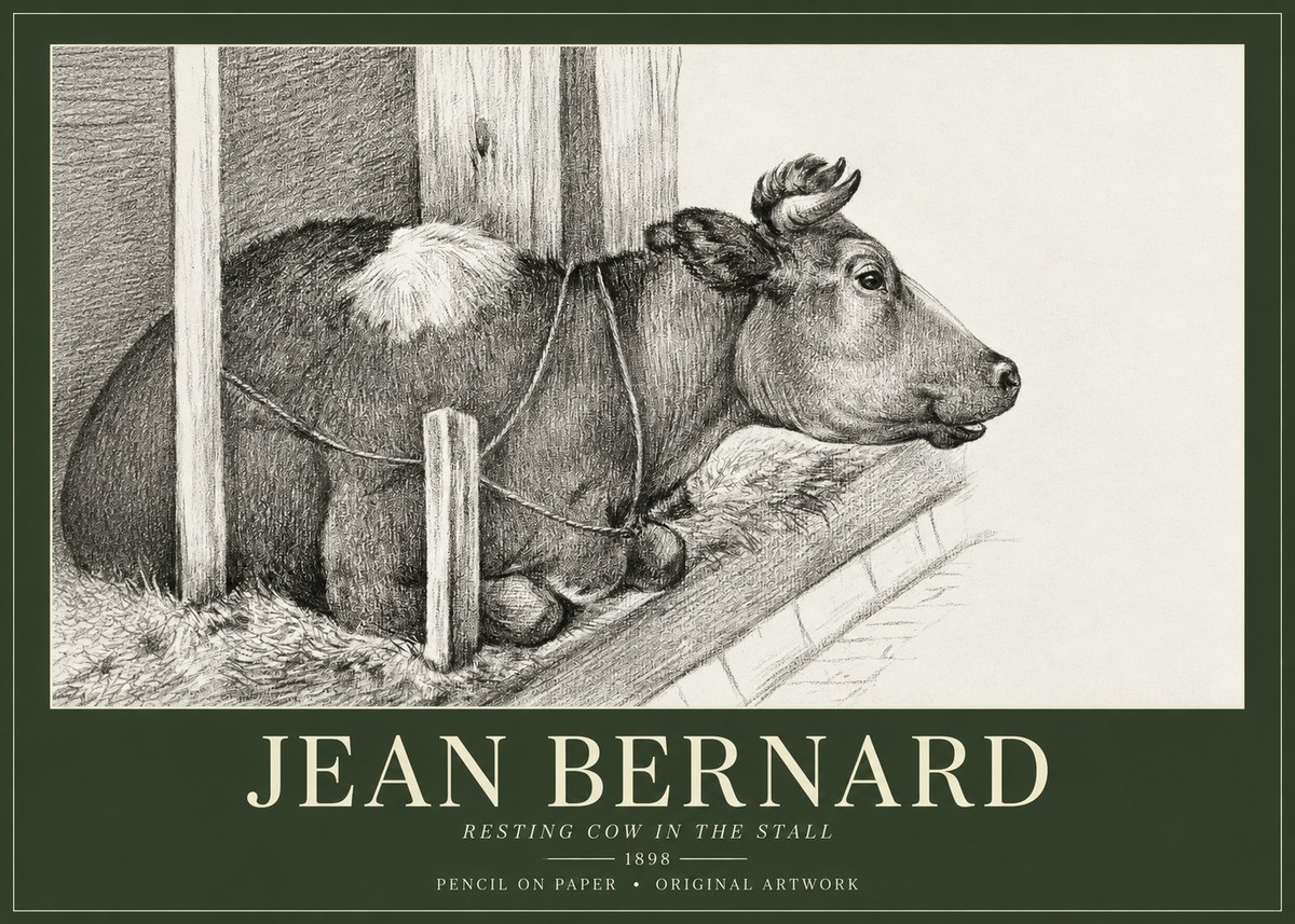 Jean Bernard Resting Cow in the Stall II No1 - Plakát