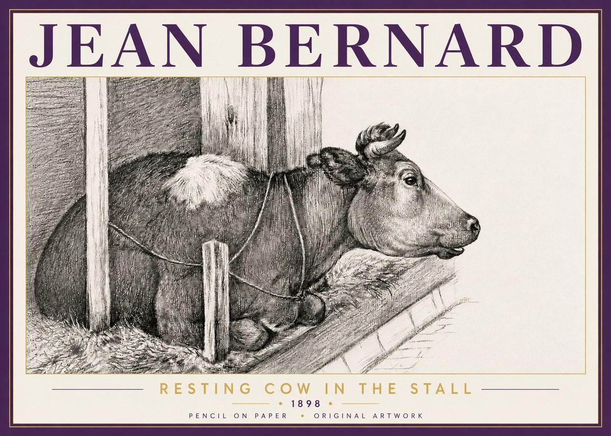 Jean Bernard Resting Cow in the Stall II No5 - Plakát