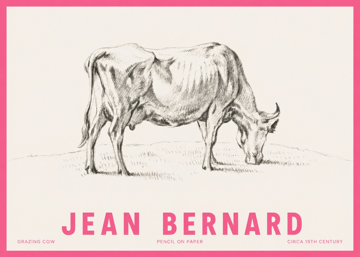 Jean Bernard Study of a Cow Grazing I No6 - Plakát