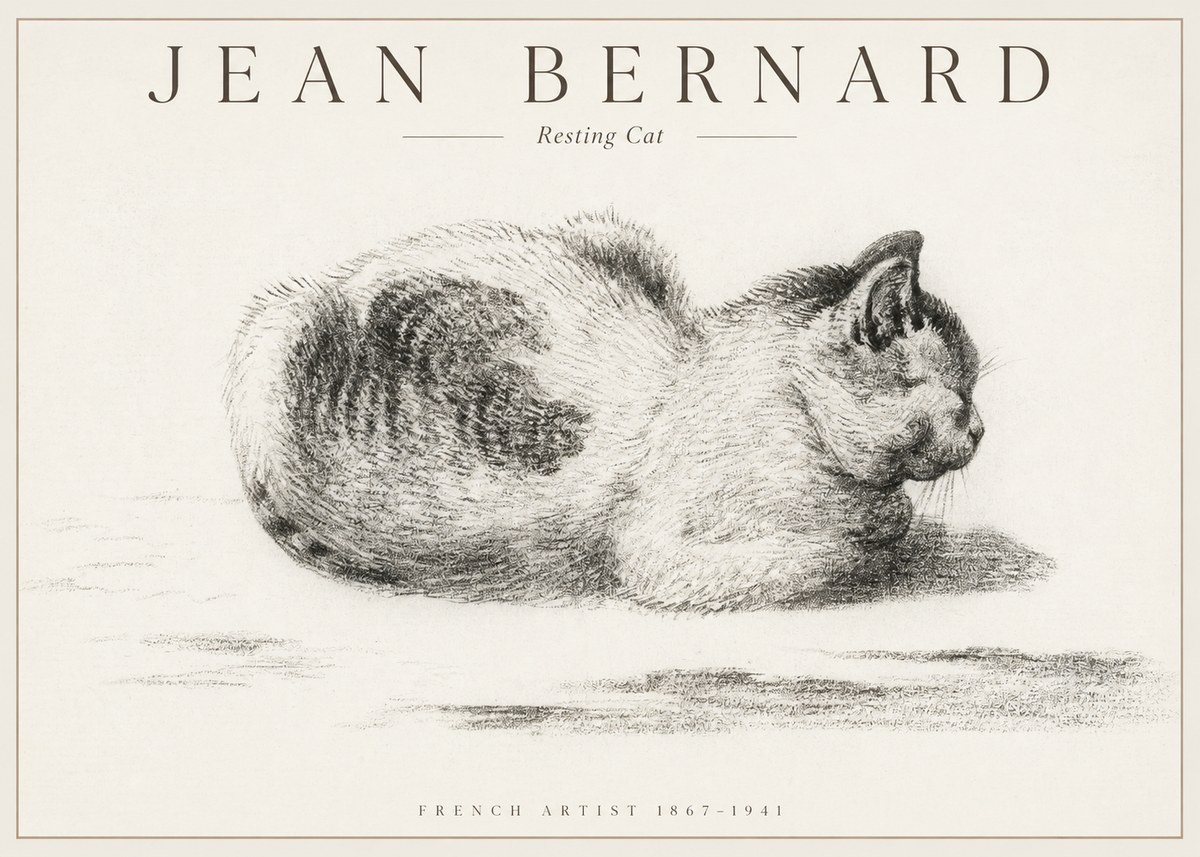 Jean Bernard Resting Cat No1 - Plakát