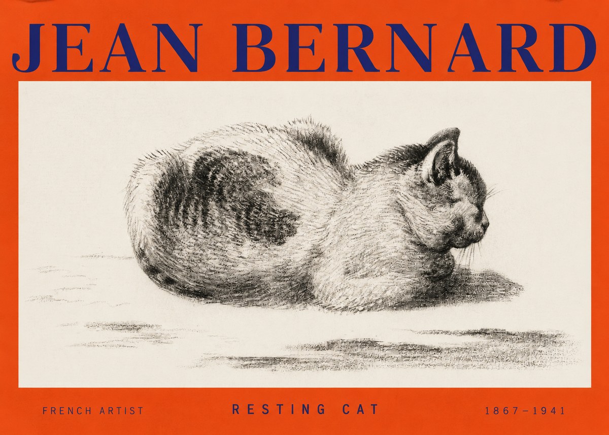 Jean Bernard Resting Cat No2 - Plakát