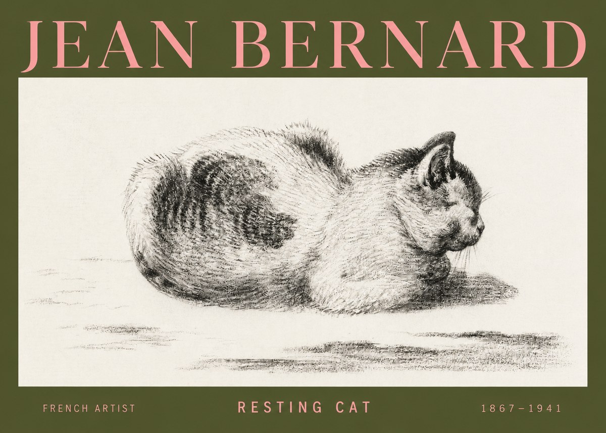 Jean Bernard Resting Cat No3 - Plakát