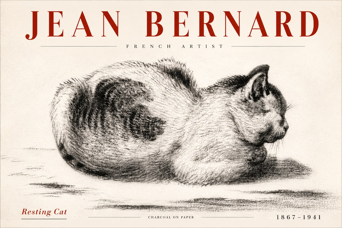 Jean Bernard Resting Cat No5 - Plakát