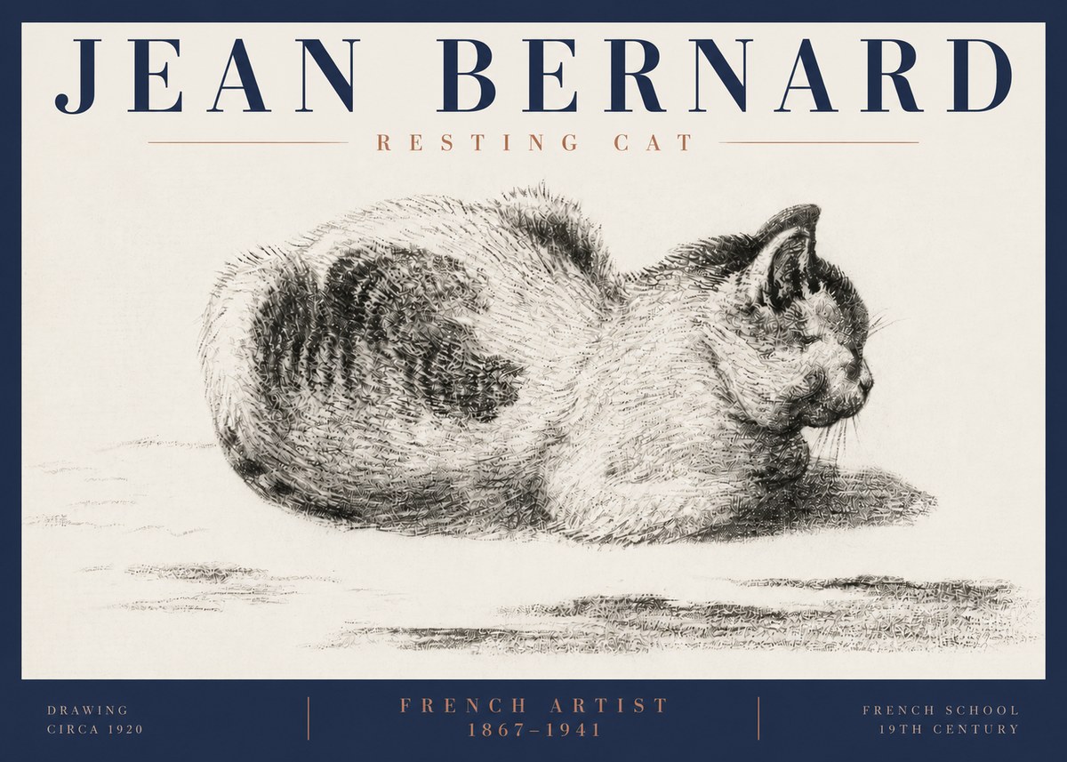 Jean Bernard Resting Cat No6 - Plakát