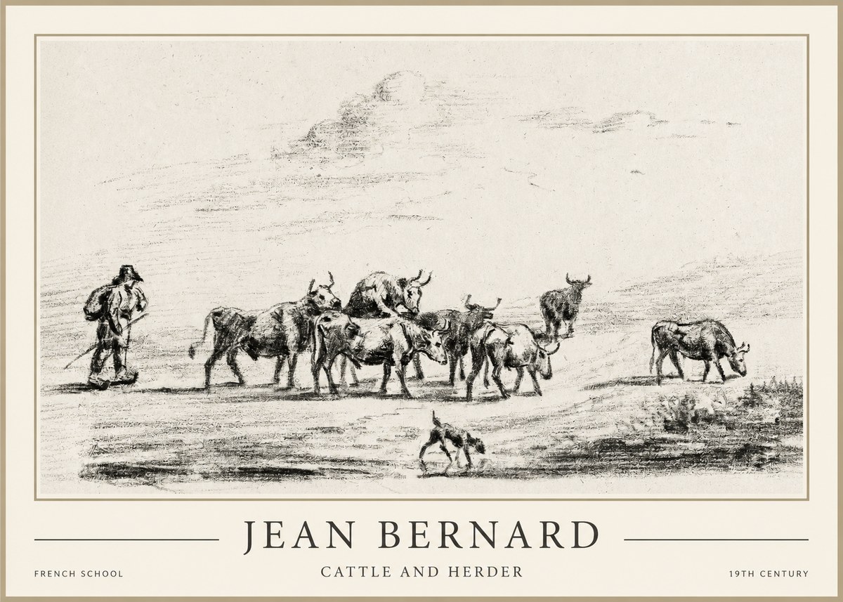 Jean Bernard Cattle and Herder No1 - Plakát