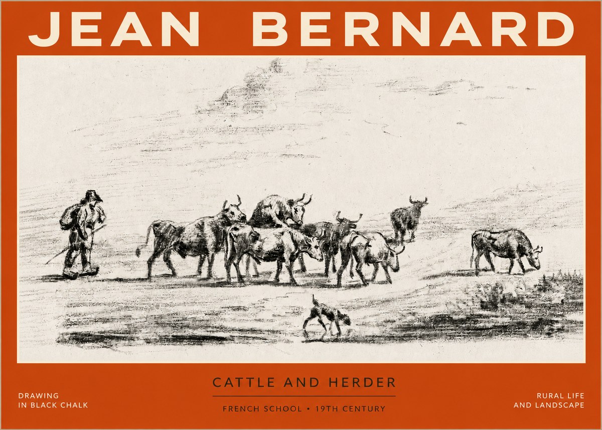 Jean Bernard Cattle and Herder No2 - Plakát