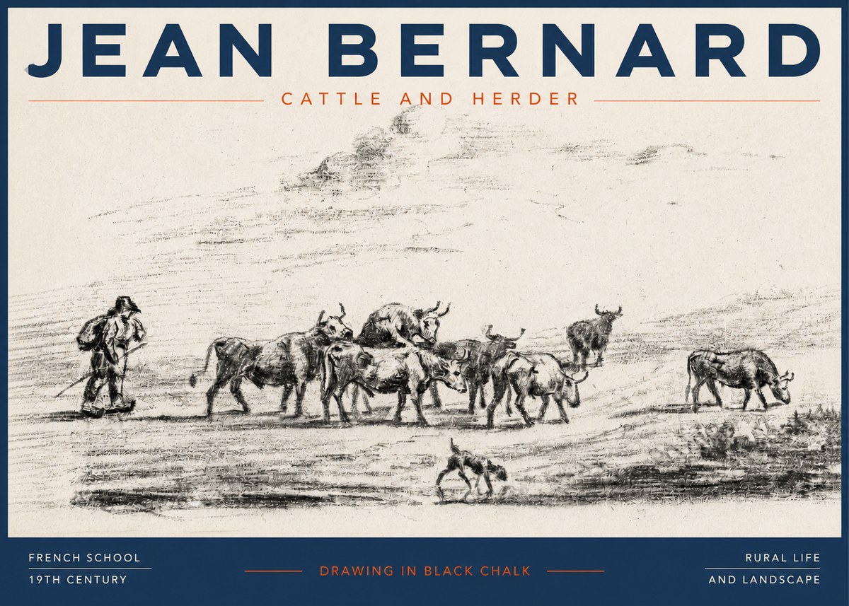 Jean Bernard Cattle and Herder No3 - Plakát