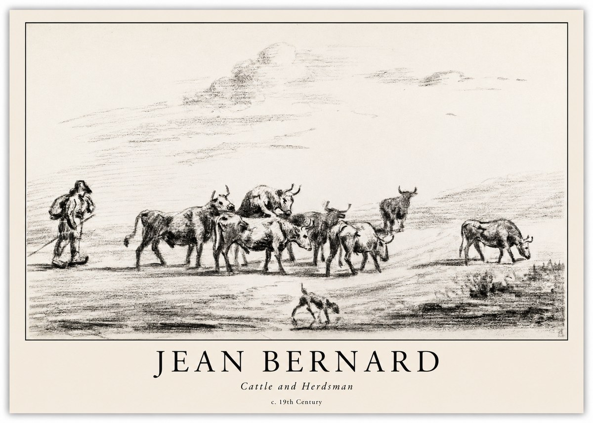 Jean Bernard Cattle and Herder No6 - Plakát