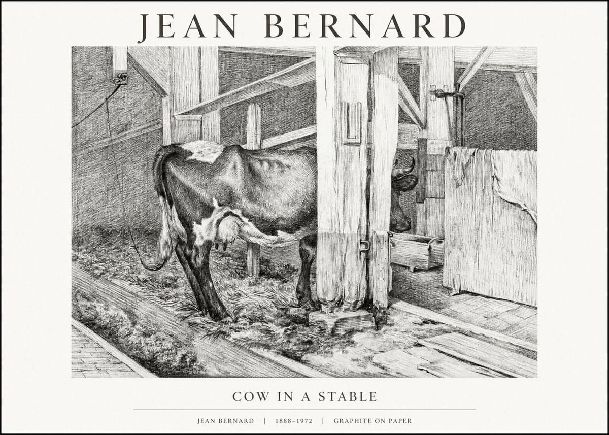 Jean Bernard Cow in a Stable No1 - Plakát